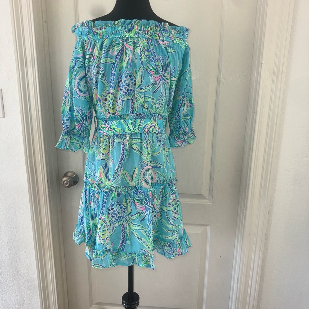 Lilly Pulitzer Turtle szn Louisa off the shoulder Dress Size XS - Picture 9 of 14